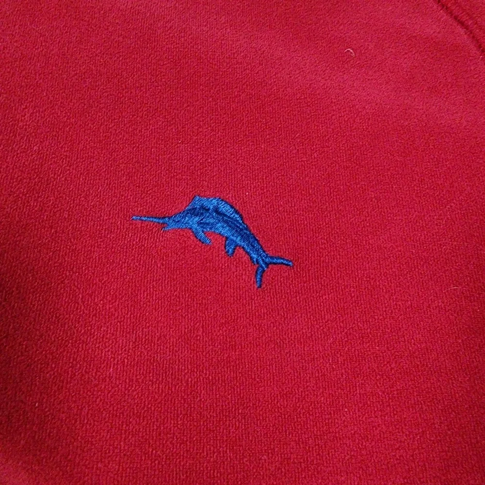 Tommy Bahama Sweater Mens Extra Large Red Paradise Tech Half Zip Stretch Marlin‎